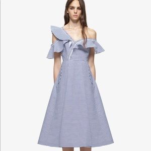 Self-Portrait striped shirting frill dress SZ US6